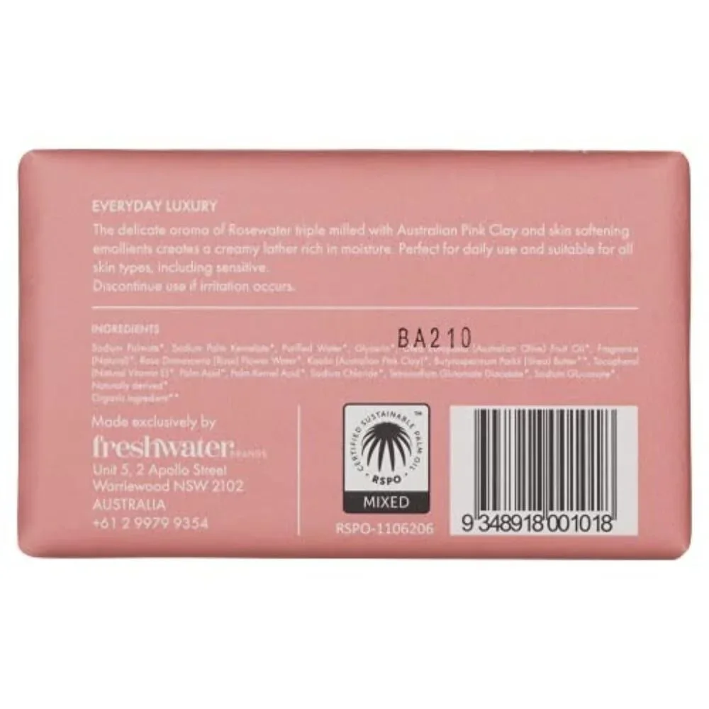 Freshwater Farm Australia BODY BAR Cleansing Rosewater + Pink Clay 7oz - Picture 4 of 4